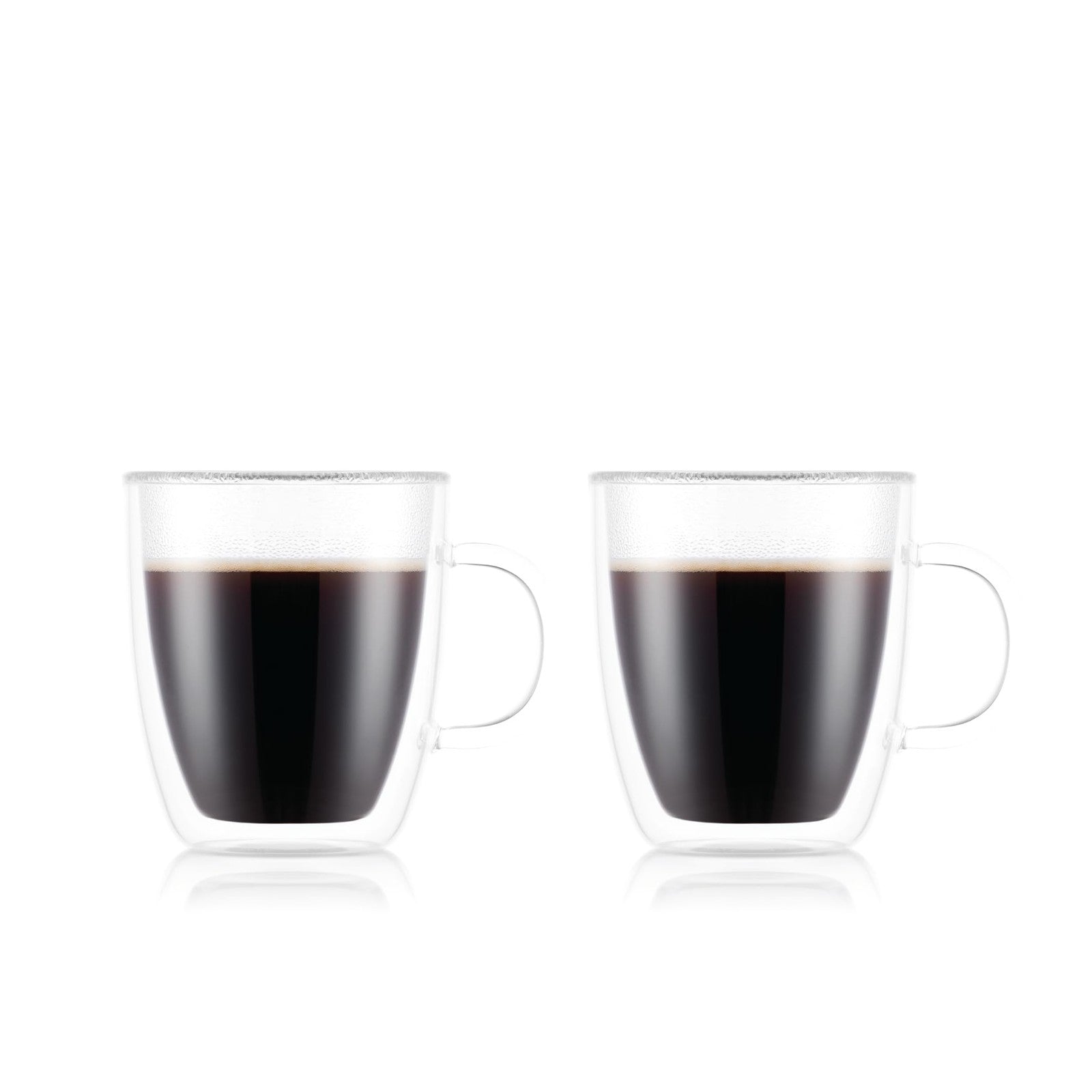 Bodum 15oz Double Wall Mug Set, High-Heat Borosilicate Glass, Clear