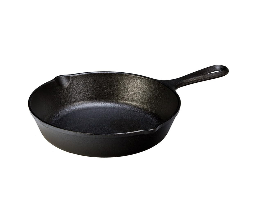 Black 8 Inch Lodge Cast Iron Skillet, Pre-Seasoned for Campfire & Stove