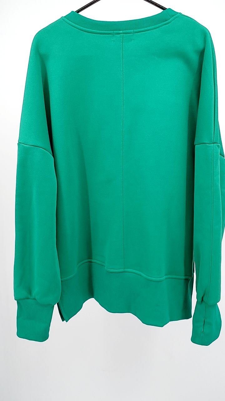 Side Slit Round Neck Long Sleeve Sweatshirt