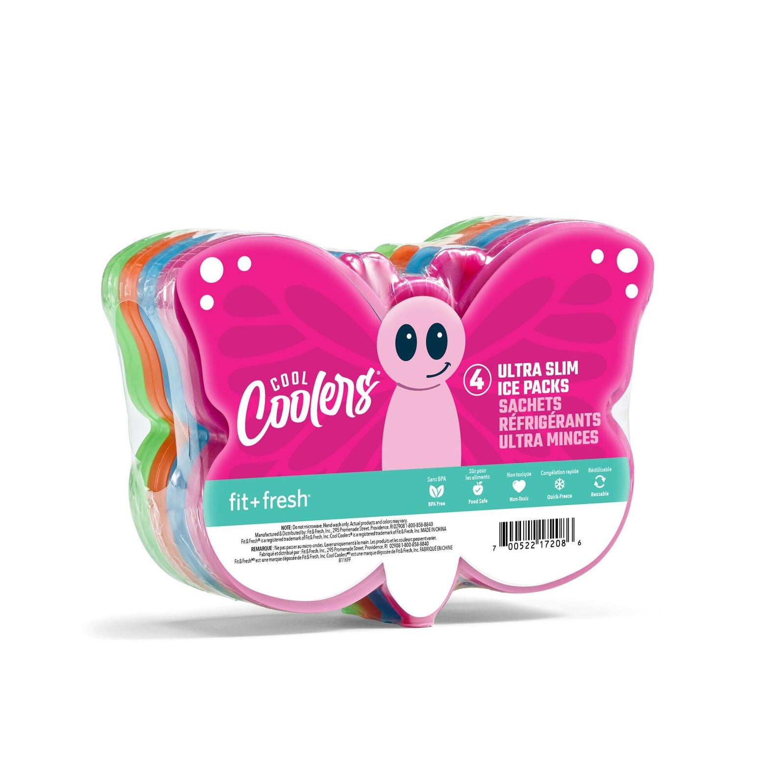 Cool Coolers Kids Ice Packs 4 Pack Butterfly Slim Reusable Lunch Bags