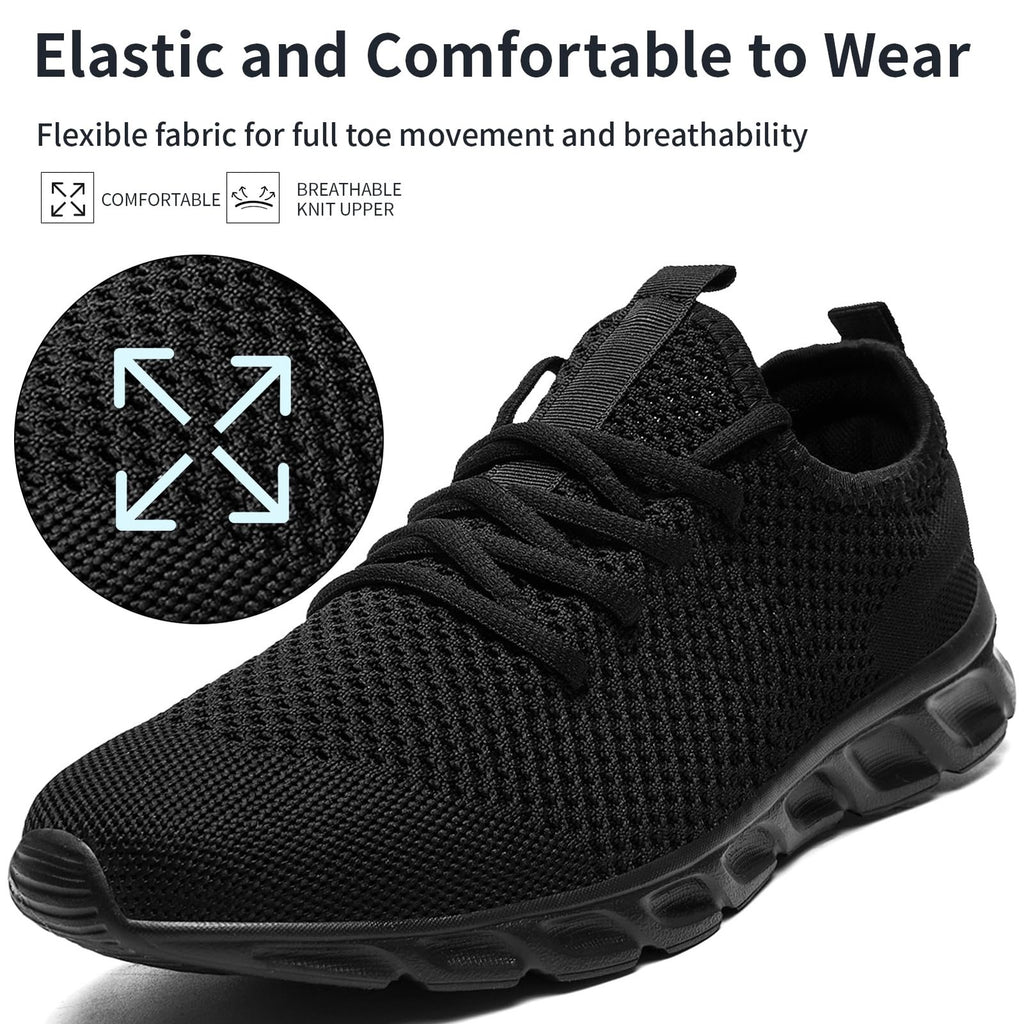 Mens Athletic Walking Sneakers Black Size 13.5 Lightweight & Breathable