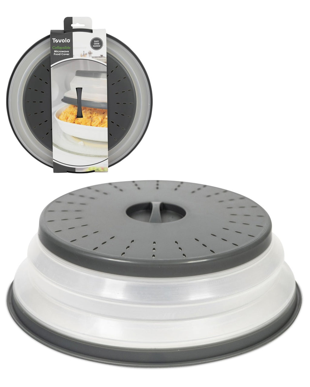 Microwave Splatter Cover - Large Charcoal Silicone, Vent & Collapsible