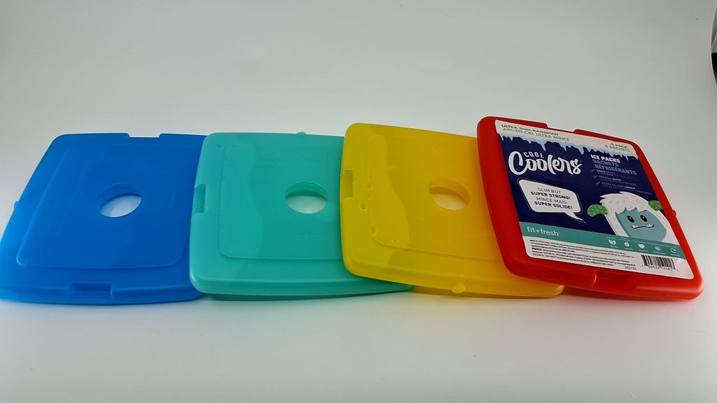 Cool Coolers 4 Pack Reusable Ice Packs, Quick Freeze, Multi Color