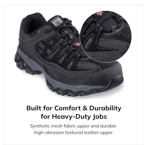 Skechers Cankton Steel Toe Work Shoe 13W Black/Charcoal Memory Foam
