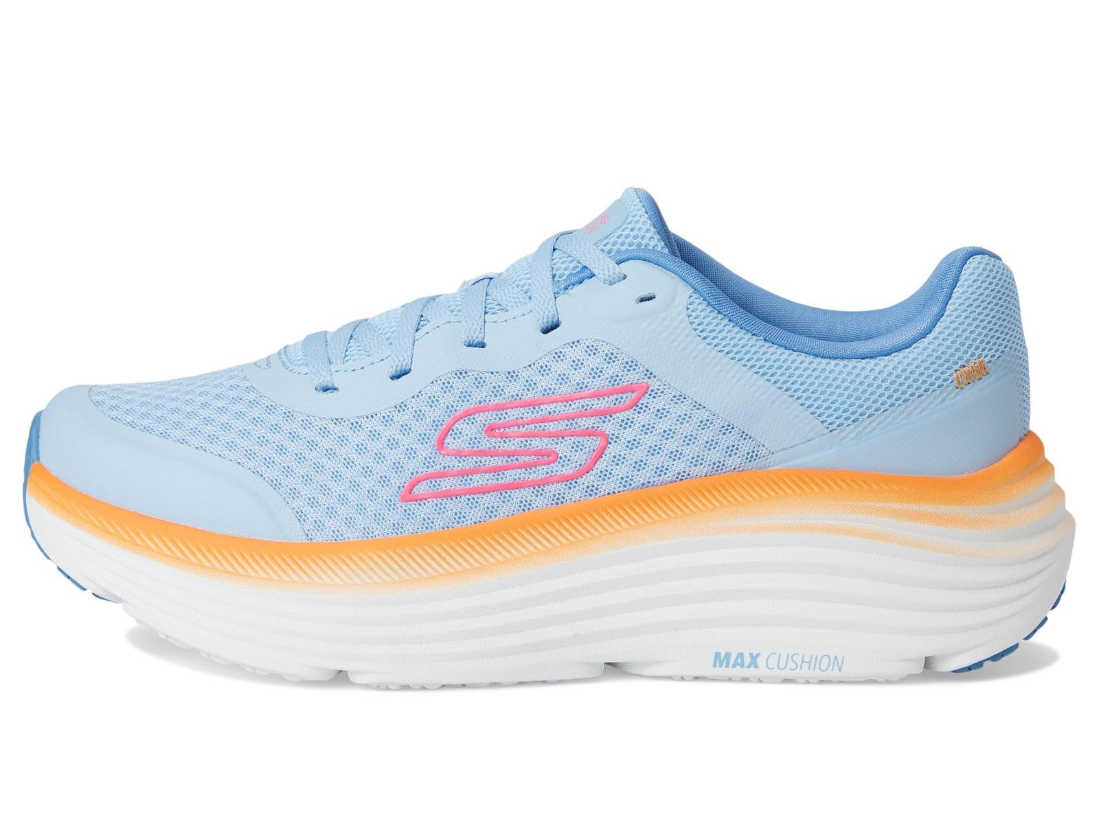 Skechers Women's Max Cushioning Endeavour Canova Sneaker, Blue/Orange, 7