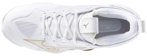 Mizuno Wave Momentum 3 Women's Volleyball Shoe, White-Gold, 6
