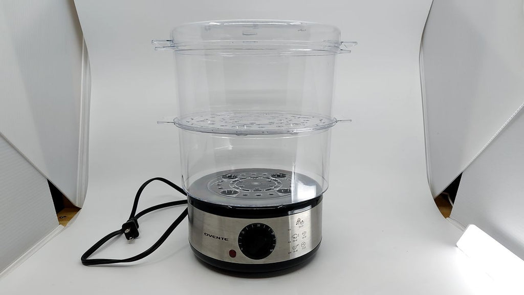 2-Tier Electric Food Steamer, 5 Qt, Auto Shutoff, Stainless Steel, Silver