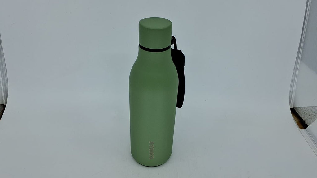 Reusable 18 oz Insulated Water Bottle, Stainless Steel, Green, w/ Strap