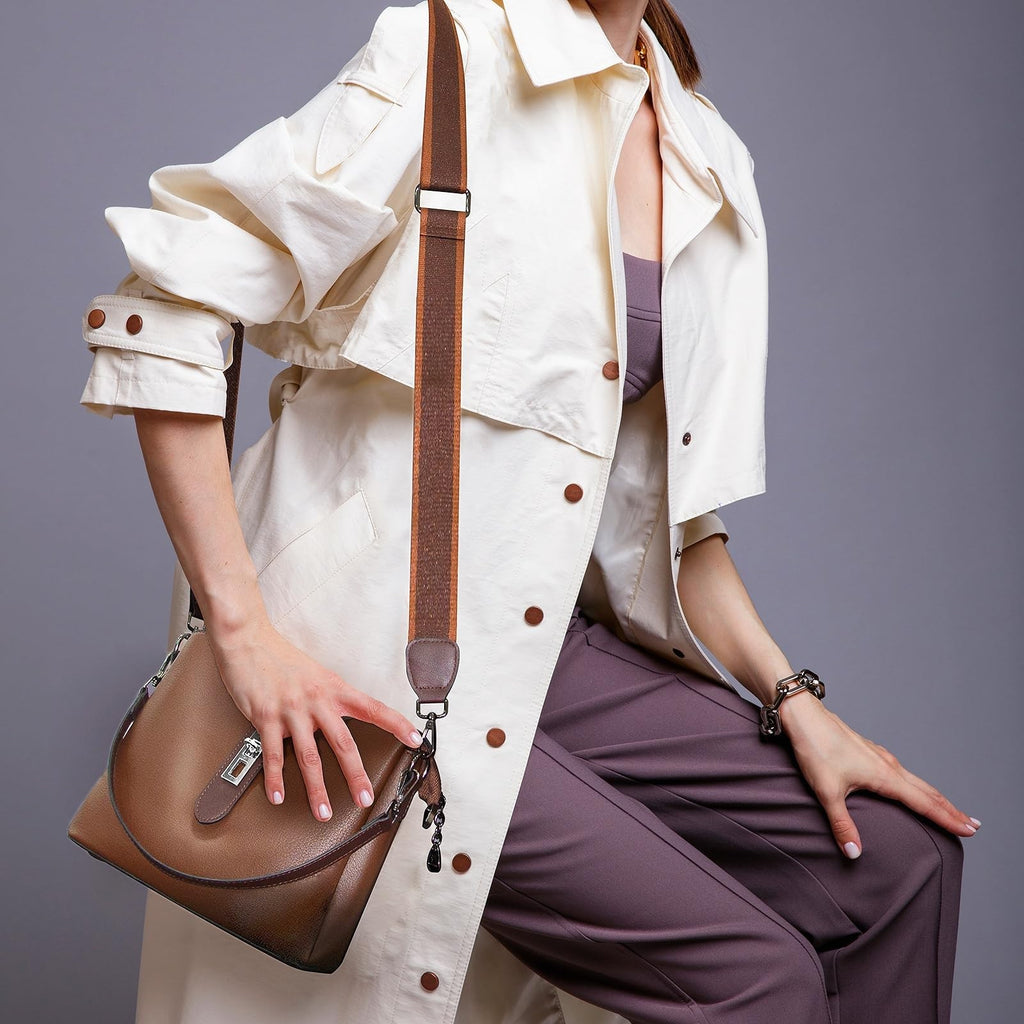 Small Crossbody Handbag for Women - Brown Faux Leather, Versatile Design