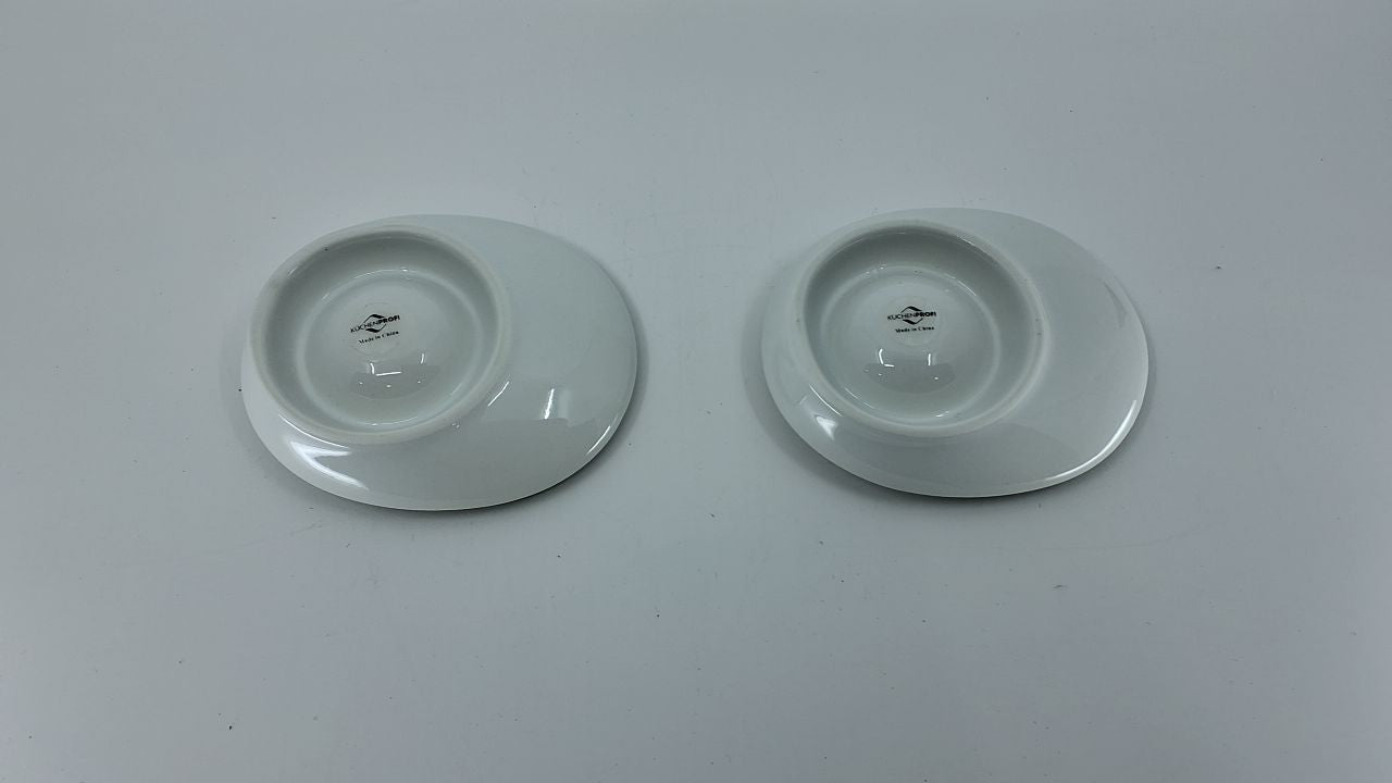 Küchenprofi 2-Pc Egg Cups, White Porcelain, 3.5x4 In, Oval Base