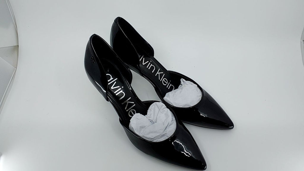 Calvin Klein Women's Gloria Pump, Black Patent 002, 6.5