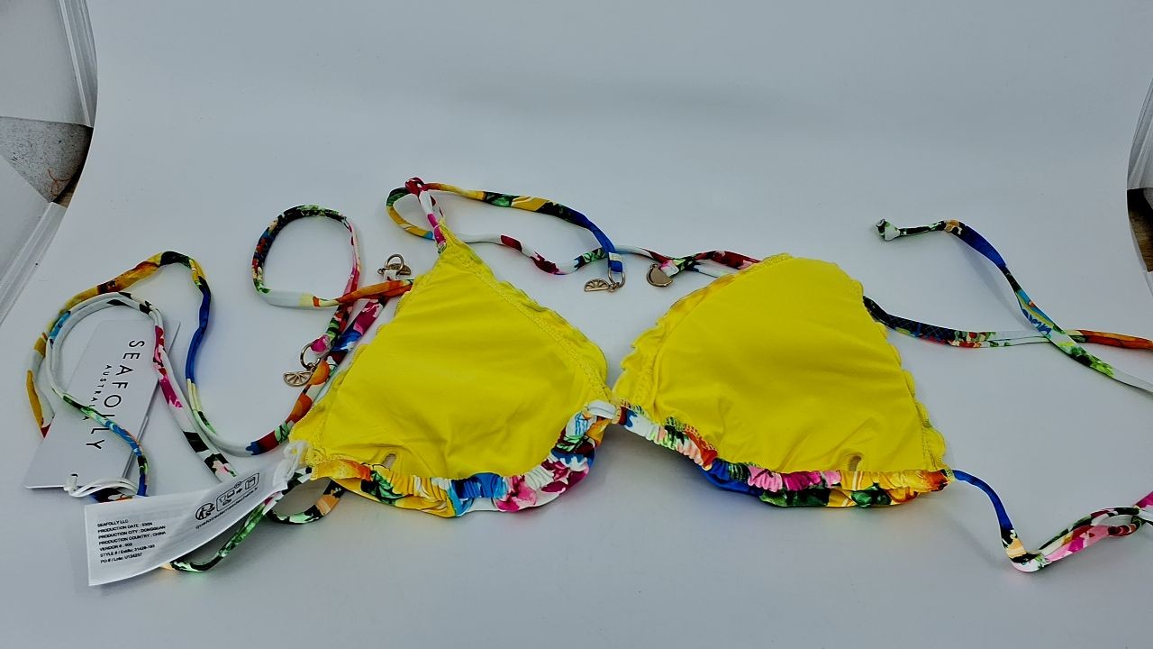 Seafolly Women's Standard Slide Triangle Bikini Top, Ciao Bella White