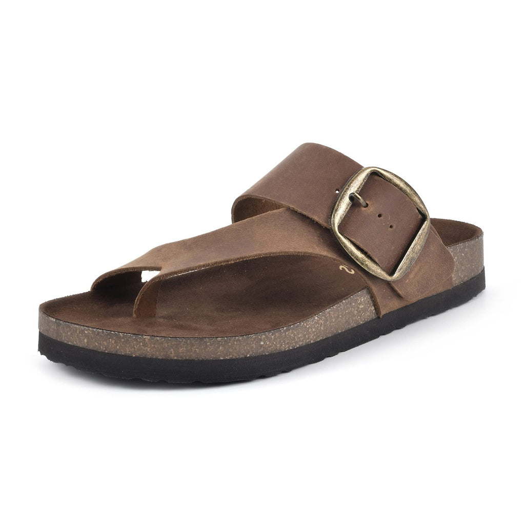 WHITE MOUNTAIN Women's Harley Footbed Sandal, Whiskey/Leather, 7 M
