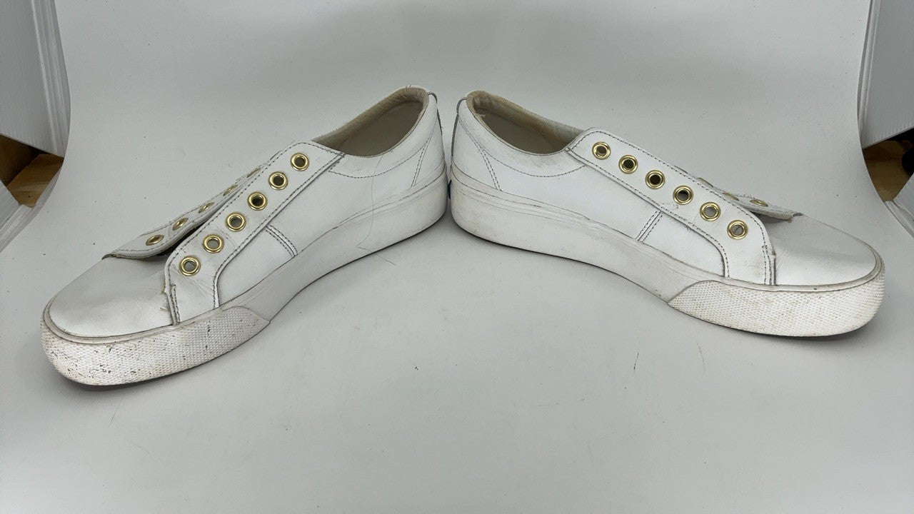 Keds Women's Jump Kick Duo LACE UP Sneaker, White/Gold Leather, 8