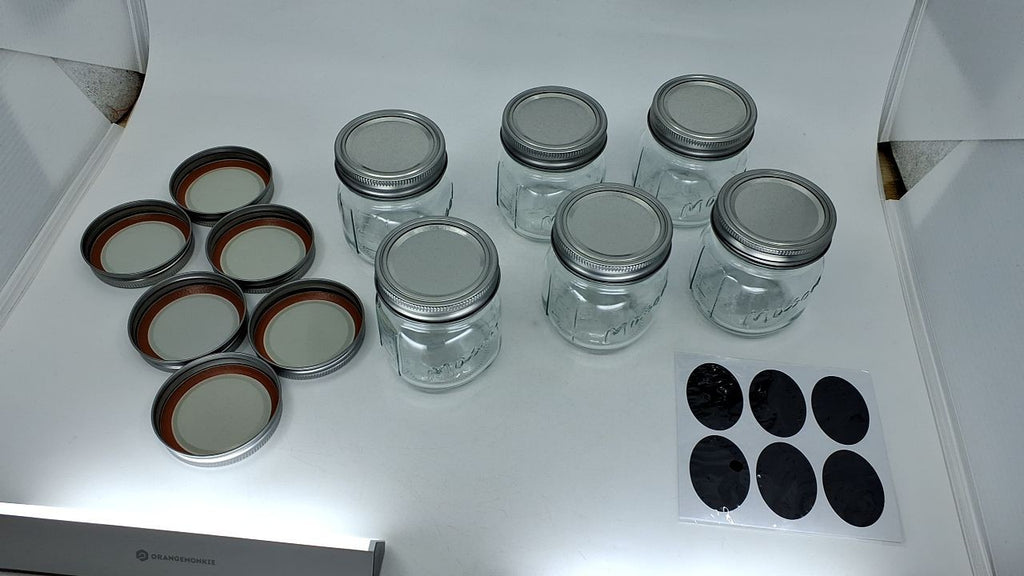 8 Oz Regular Mouth Mason Jars 6-Pack, Airtight Jars w/ Lids & Labels
