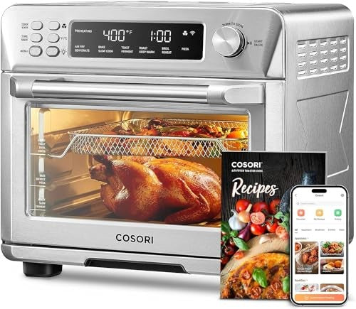 COSORI 12-in-1 Air Fryer Toaster Oven Combo 32QT Silver Stainless Steel