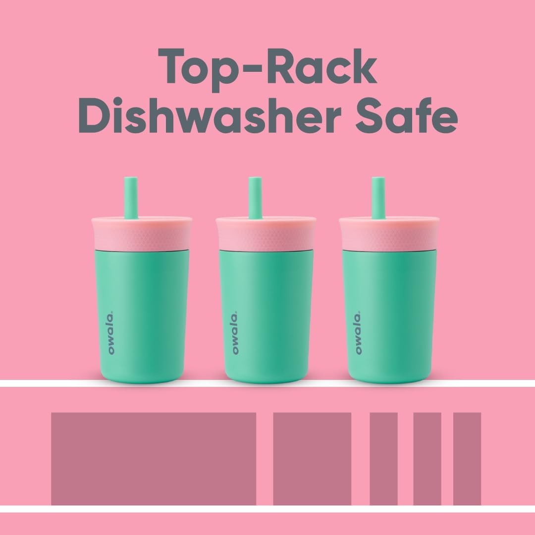 Owala Kids Insulated Tumbler 12 Oz Pink & Teal Spill Resistant