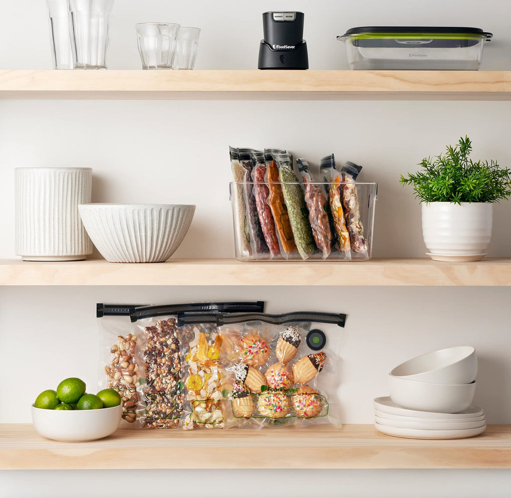 8 Count Reusable Quart Vacuum Zipper Bags, BPA-Free, Leakproof