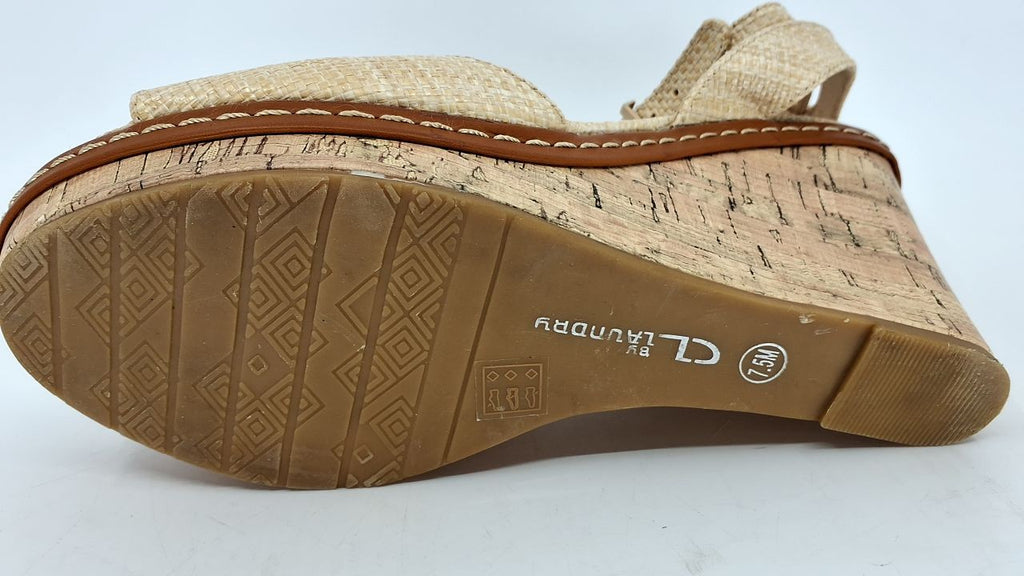 CL by Laundry Women's Beaming Cloud Patent Wedge Sandal, Natural, 7.5