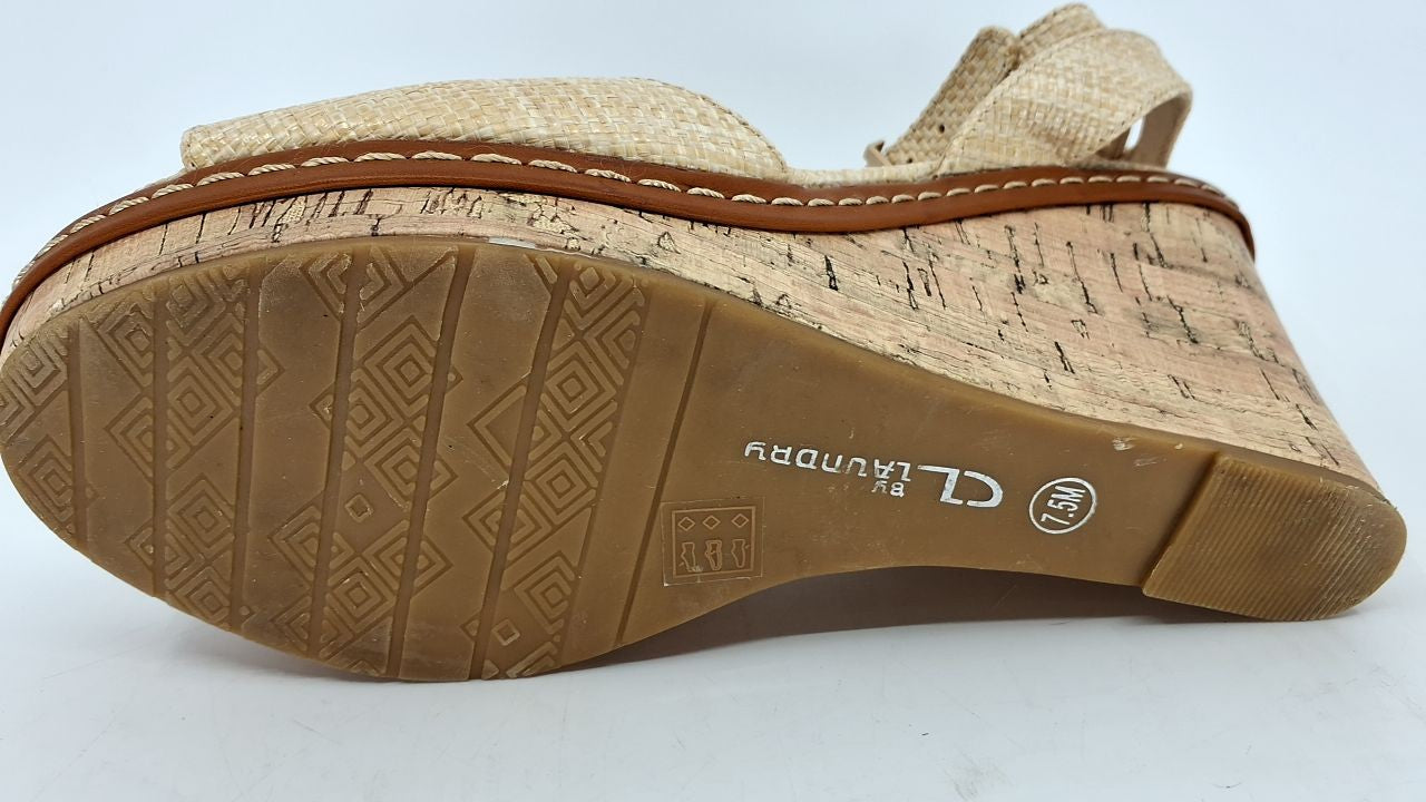 CL by Laundry Women's Beaming Cloud Patent Wedge Sandal, Natural, 7.5