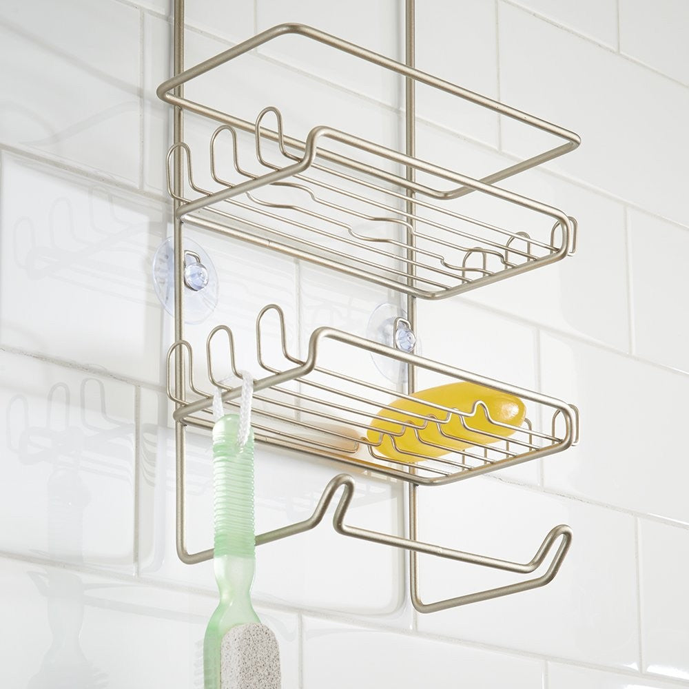 iDesign Milo Hanging Shower Caddy, Satin Silver, 21.25in x 9in x 4.5in