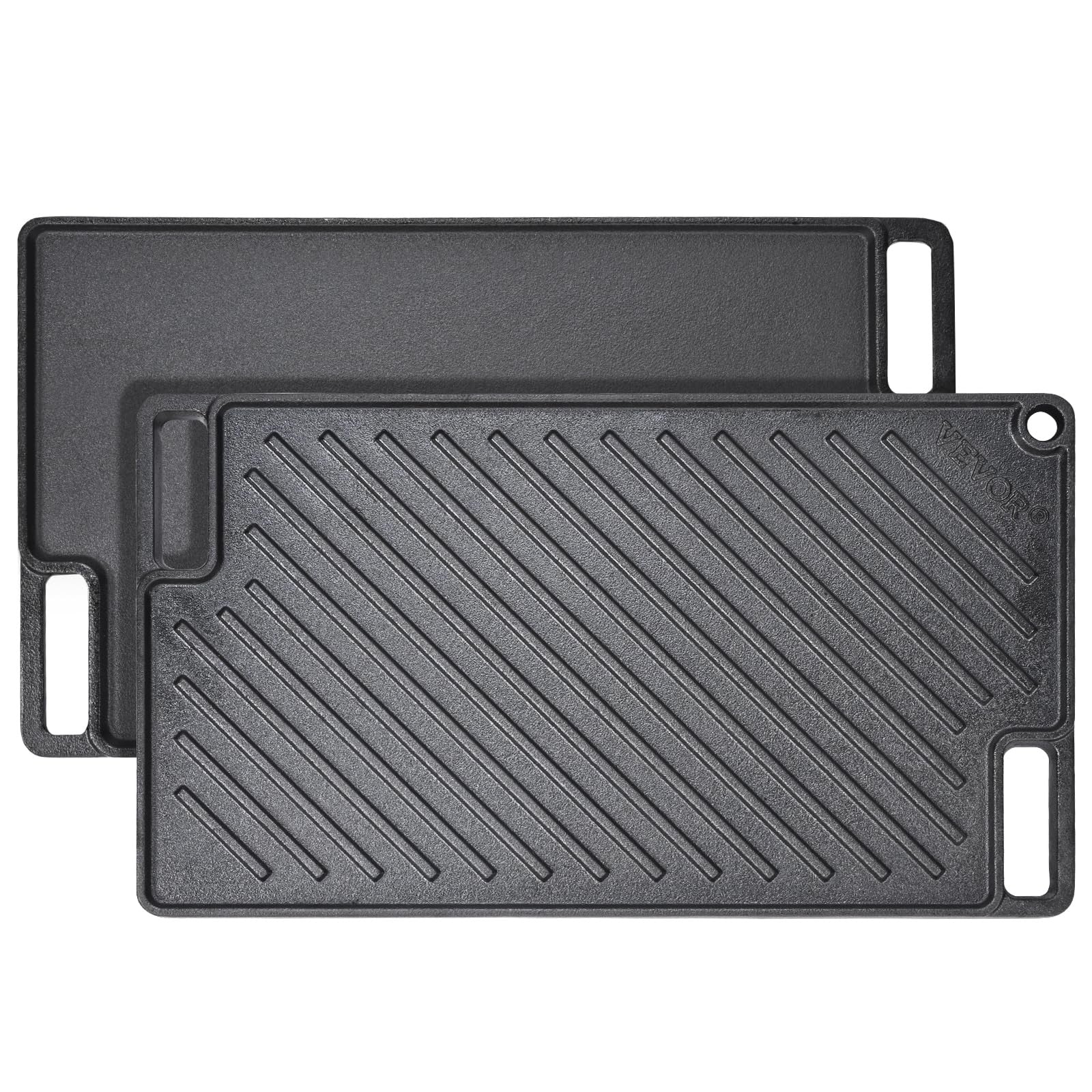 Rectangular 17x10'' Cast Iron Griddle Pan, Non-Stick, BBQ, Black