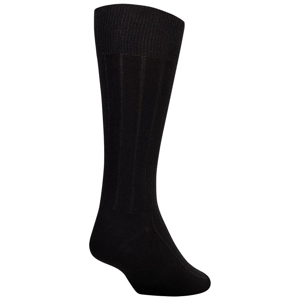 GOLDTOE Men's Hampton Crew Socks, 3-Pairs, Black, Large