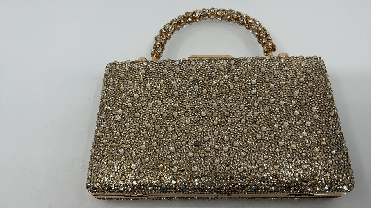 Elegant CARIEDO Clutch Evening Bag 8x4.7in Gold w/ Detachable Strap
