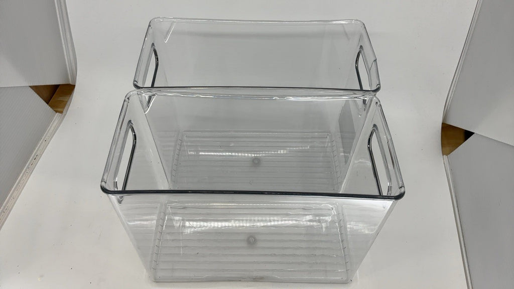 Set of 2 iDesign Pantry Bins, Clear, w/ Handles for Kitchen Organization