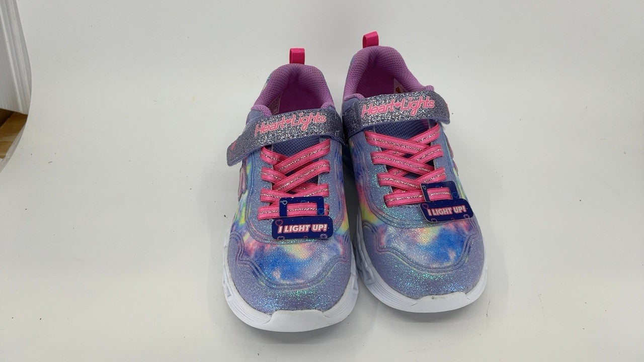Skechers Kids Infinite Heart Lights Sneaker, Lavender/Multi, Size 1