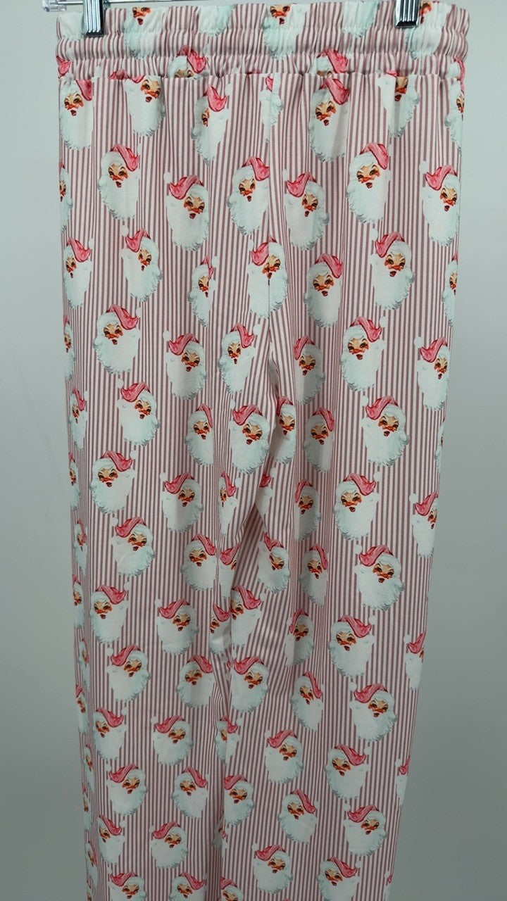 Santa Print Long Sleeve Top and Pants Lounge Set