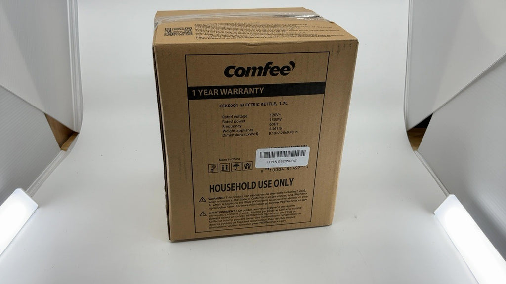 COMFEE' 1.7L Electric Kettle, Stainless Steel, 1500W, Boil-Dry Protection