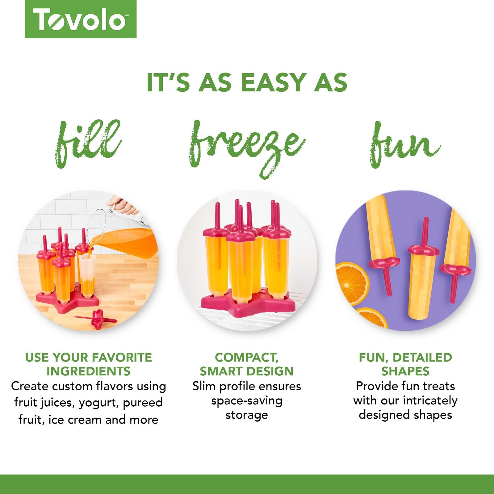 6-Pack Tovolo Star Ice Pop Molds w/ Sticks, Dishwasher Safe, Pink