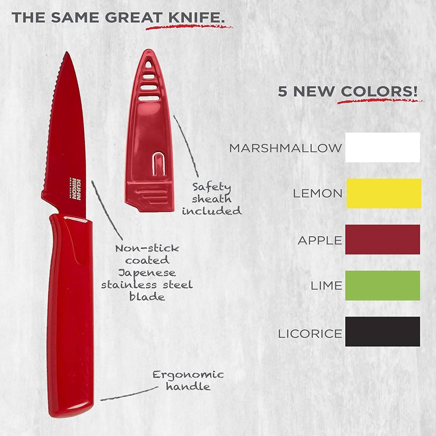 Serrated Paring Knife 4in w/ Safety Sheath, Kuhn Rikon COLORI, White