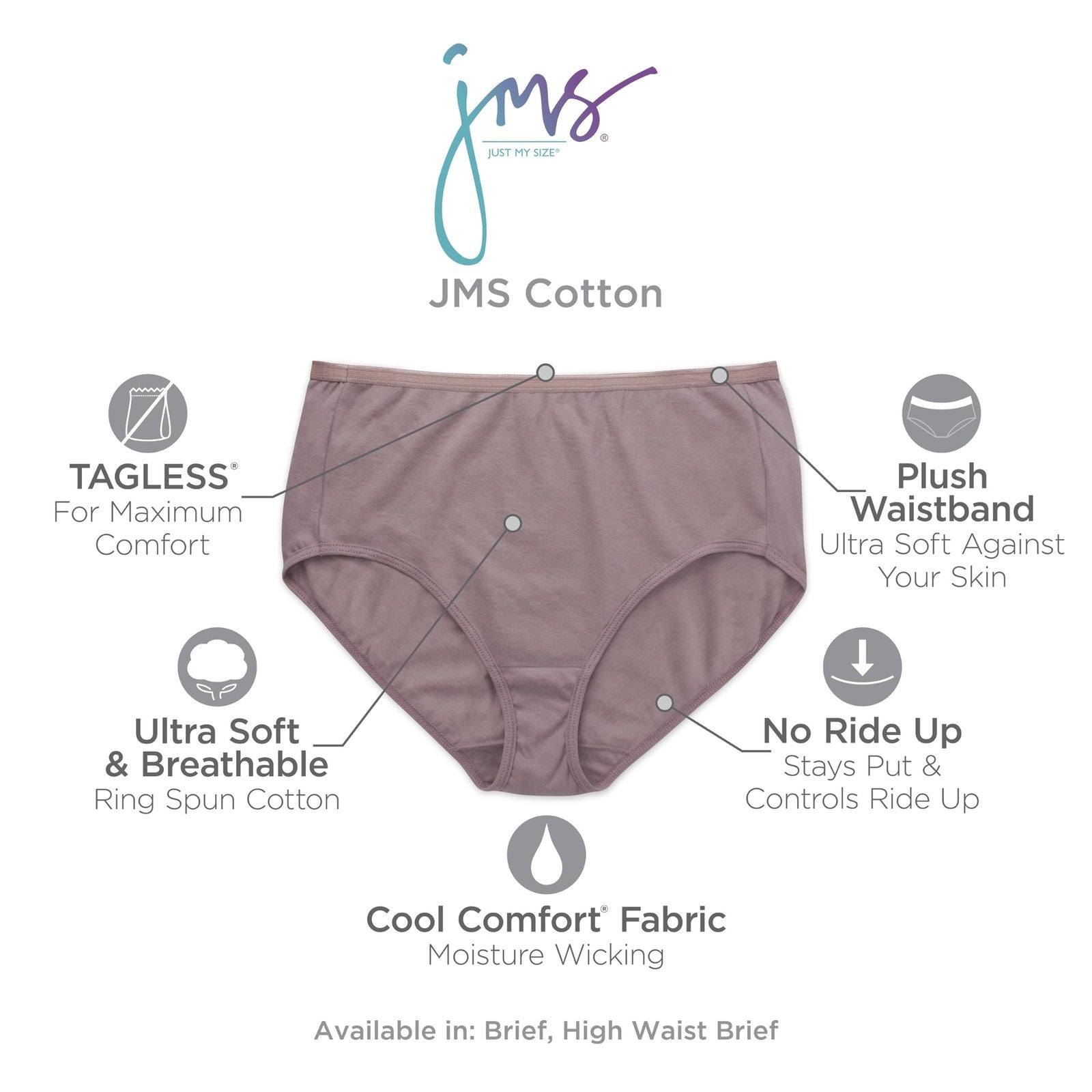 Cool Comfort Cotton Briefs 10-Pack, Women's Plus Size, Assorted Colors