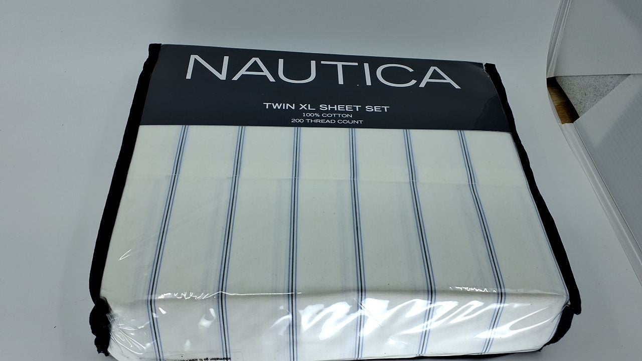 Nautica Twin XL Sheets Set Cotton Percale Light Blue Dorm Bedding