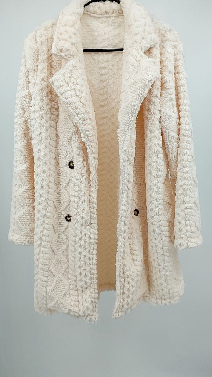 Fleece Double-Breasted Longline Coat