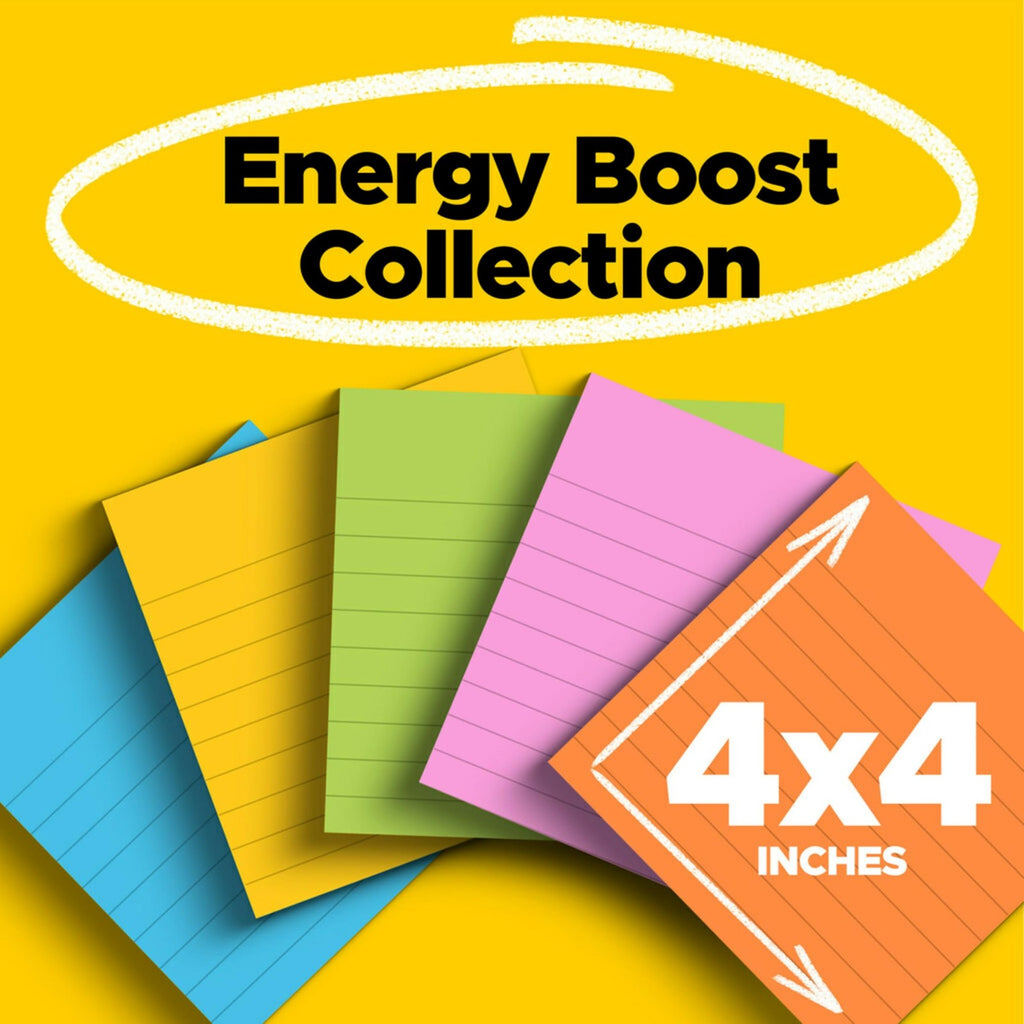 Post-it Super Sticky Notes, 4x4 in, 6 Pads, Ideal for Vertical Surfaces