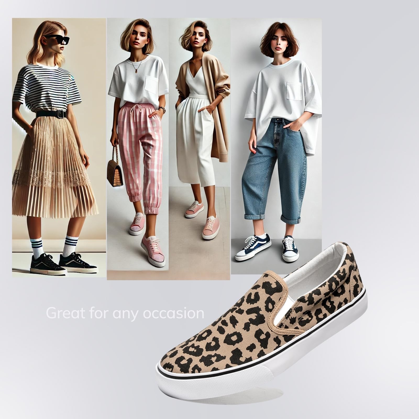 Size 6 Leopard Slip On Fashion Sneakers for Women, Casual & Comfortable