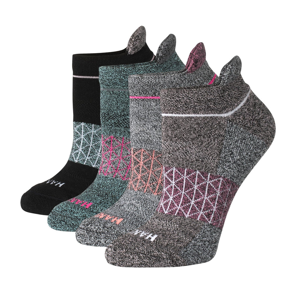 Hanes Women's Cushioned No Show Tab Socks, 4-Pairs, Teal Colorblock