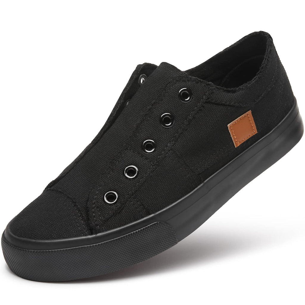 Slip-On Canvas Sneakers for Women, Size 8, Black, Fashionable Design