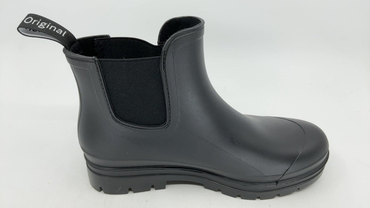 Women's Size 6 Black Rain Boots - Lightweight & Waterproof Chelsea Design