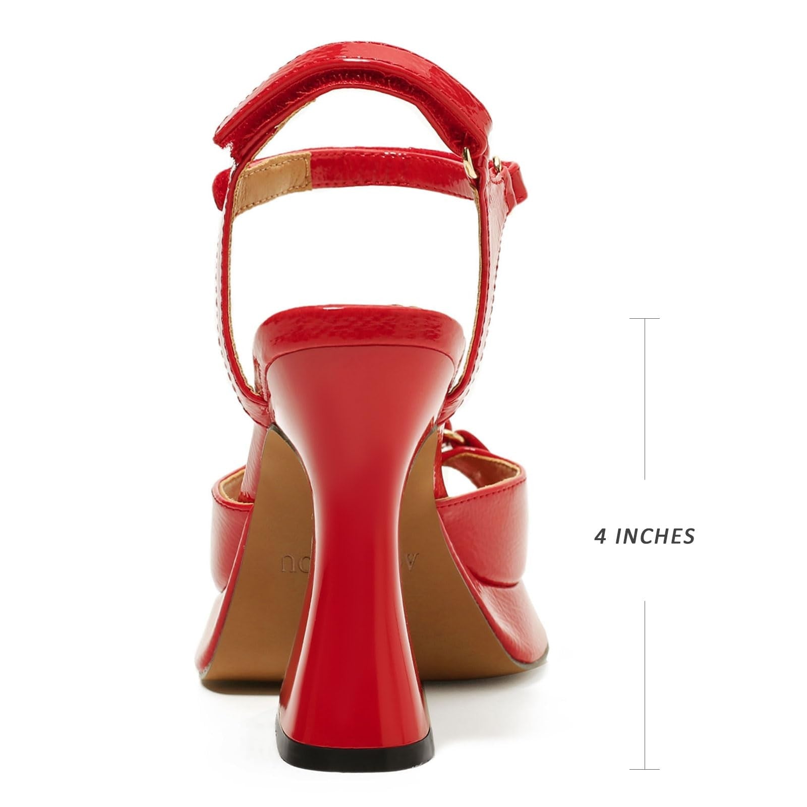 Comfy Red Platform Heels 4 In Block Heel Ankle Strap Size 8