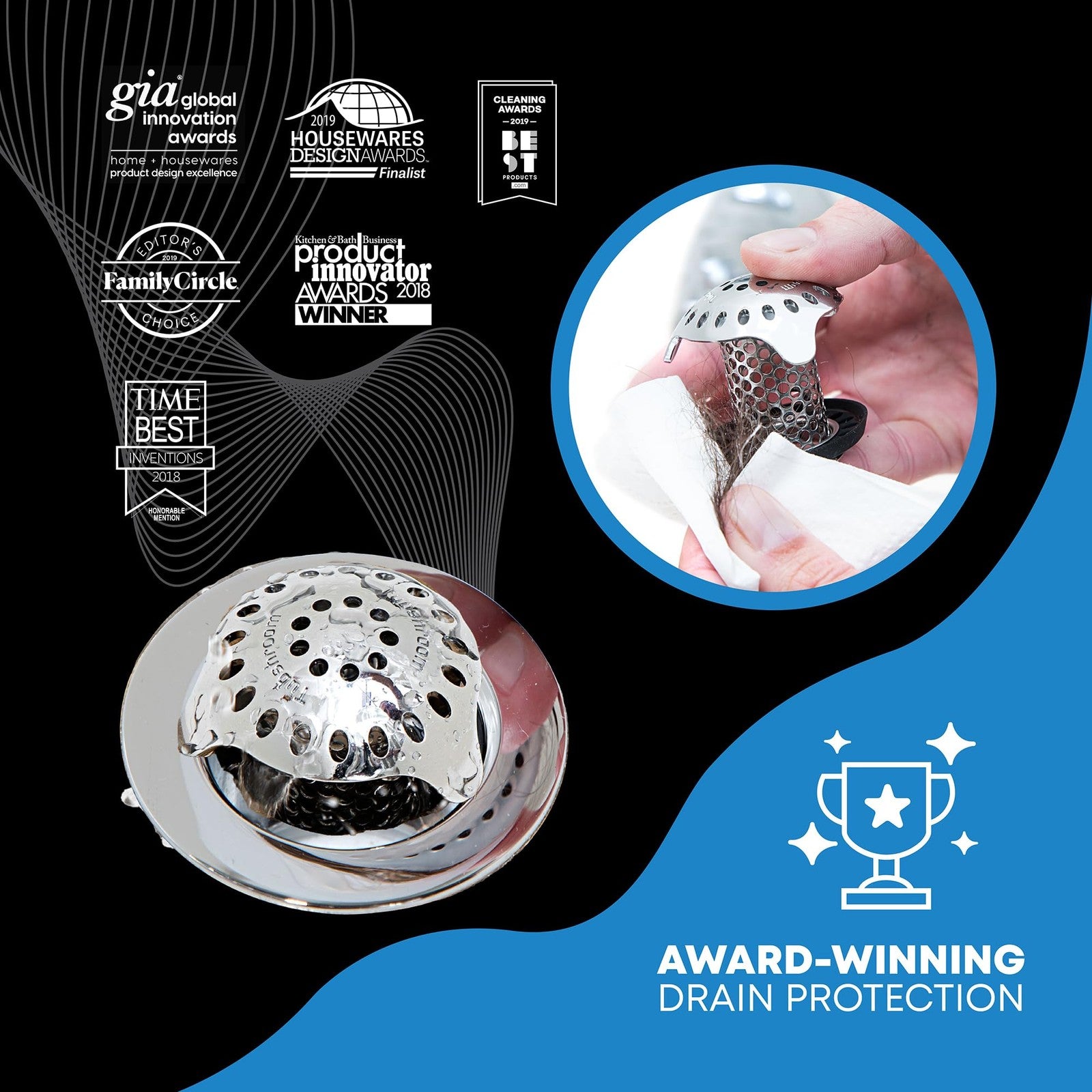 Stainless Steel TubShroom Ultra Bath Drain Strainer Hair Catcher 1-Pack