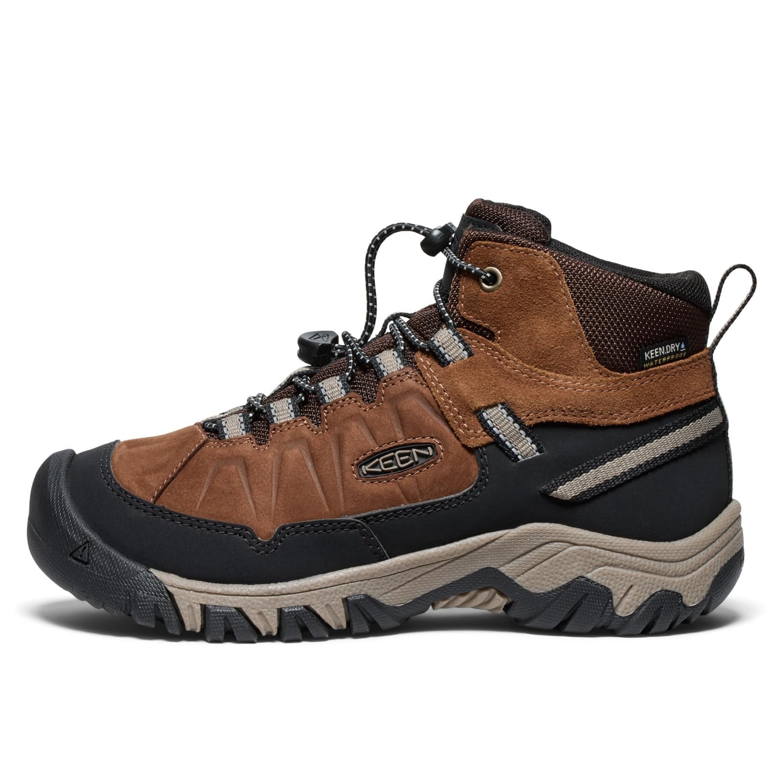 KEEN Targhee 4 Kids Hiking Boots, Waterproof, Bison/Brindle, Size 7