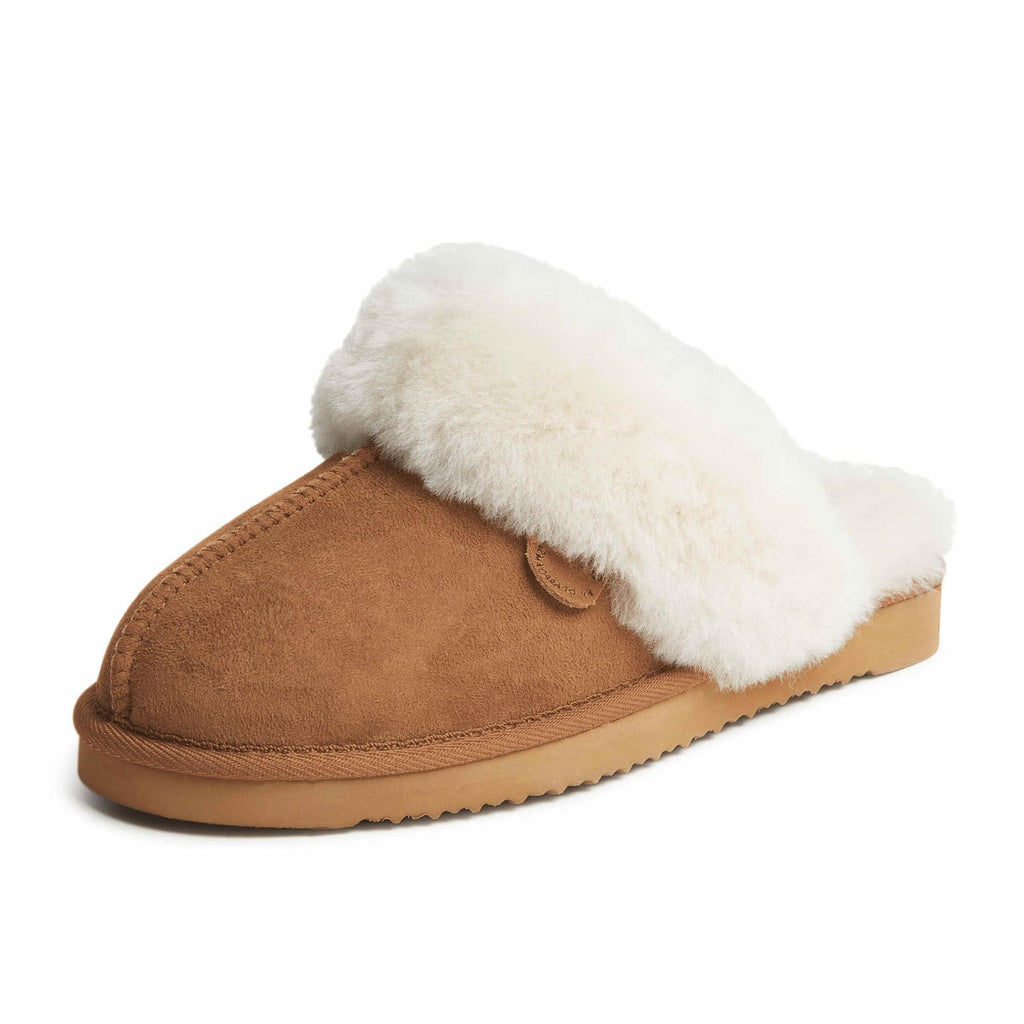 Fireside Sydney Shearling Slippers, Chestnut, Size 8, Wide Width