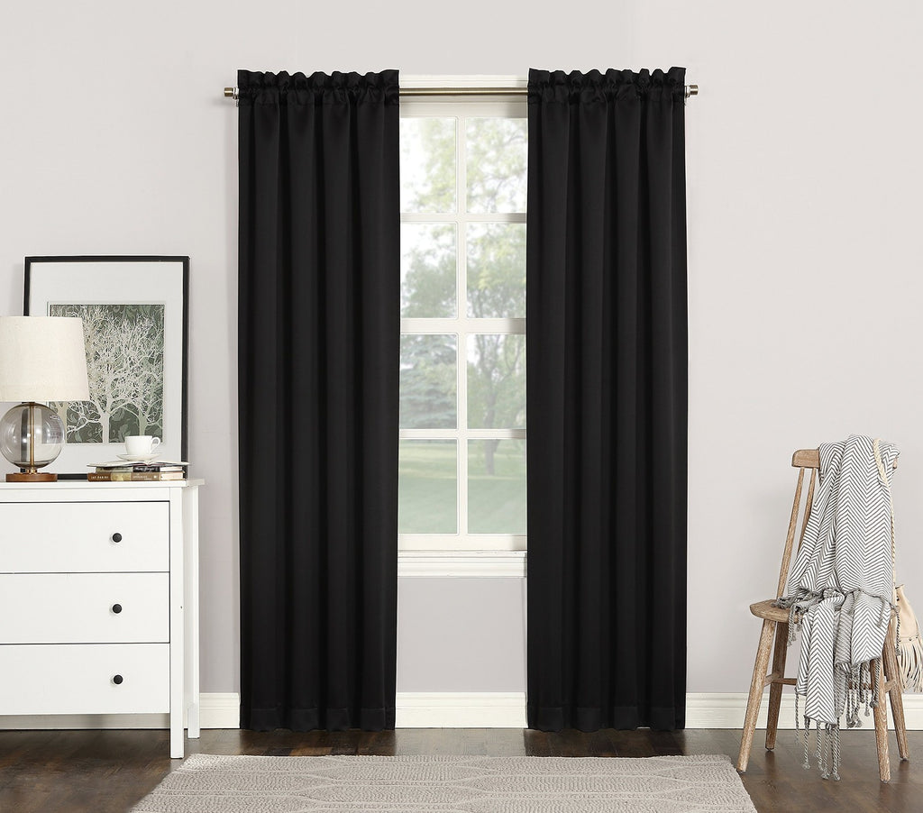 Sun Zero Easton Blackout Curtain Panel 40x63 in Black Polyester