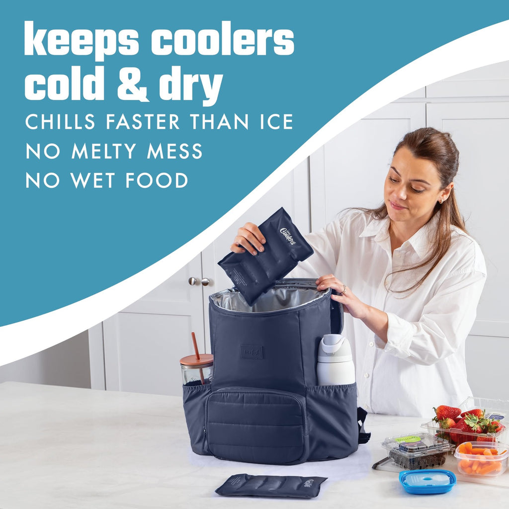 Cool Coolers XL Soft Ice Packs, 2 Pack, Navy Blue, Flexible Nylon