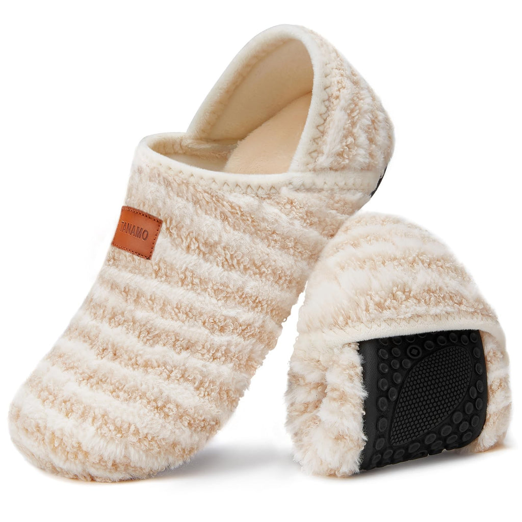 Tanamo Slip-On House Slippers, Striped, Cozy for Indoor Use, size 8-9M/9/10W