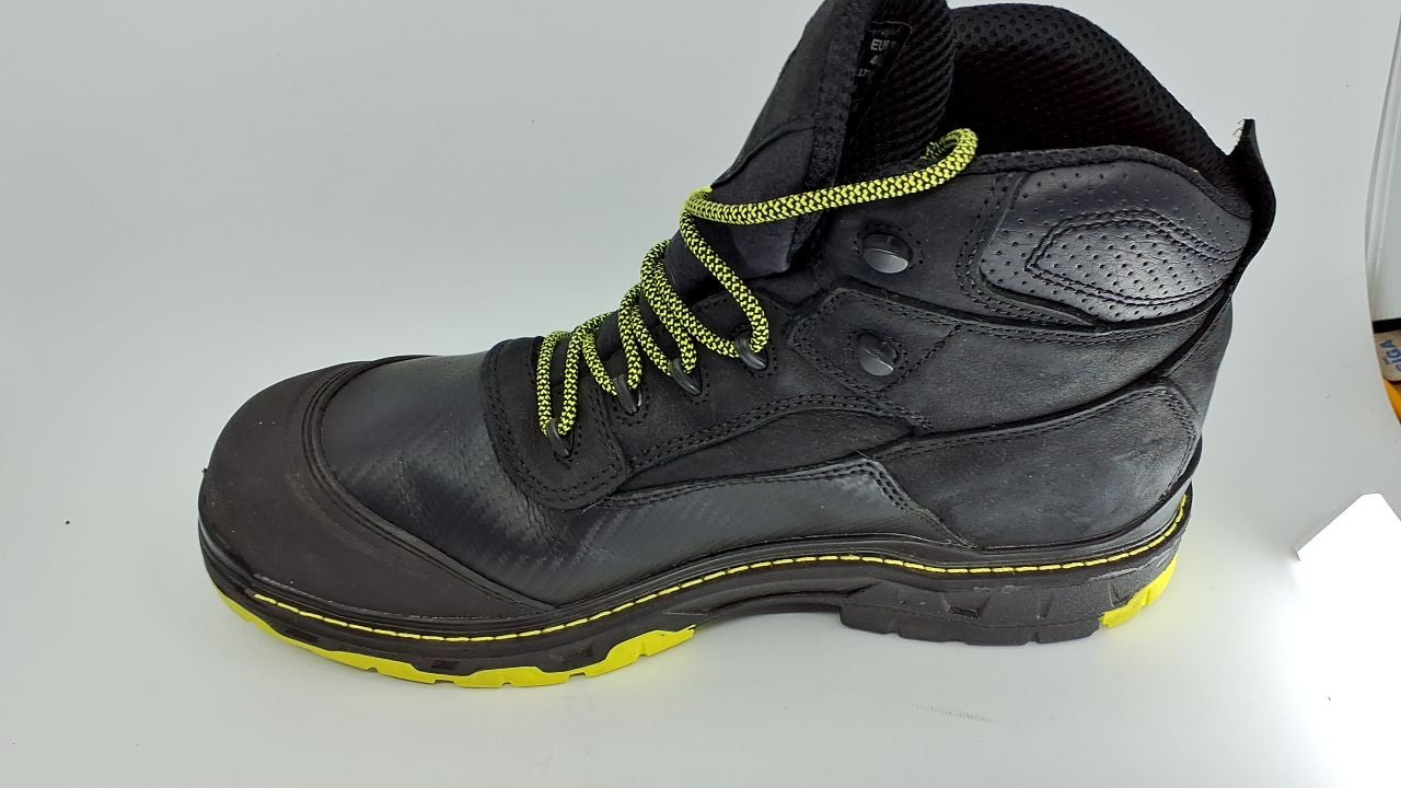 Wolverine Men's Overpass 6" Composite Toe Work Boot, Black/Lime, Size 13 X-Wide